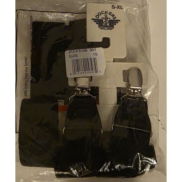 Dockers Suspenders Adjustable Clip-On Black Elastic One Sz S-XL New - Picture 1 of 2